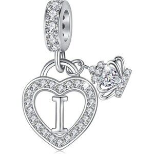 Letter I Letter Charms Silver Heart Alphabet Initial Dangle Charms